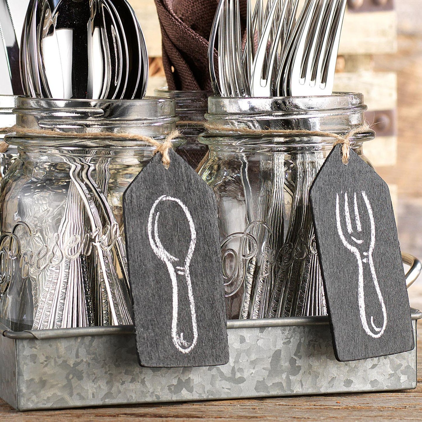 Set de 4 tarros mason jars con charola