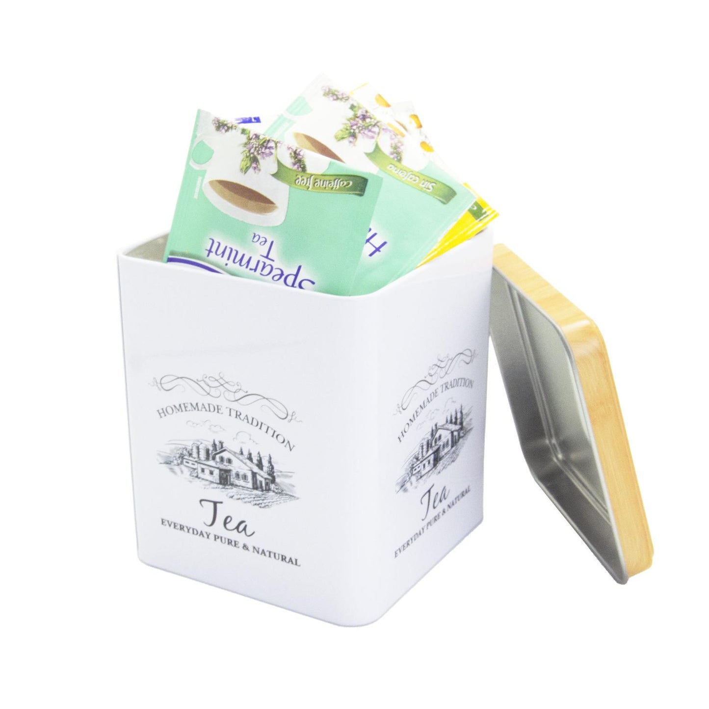 Recipiente de lata con tapa rectangular "Tea" 500 ml