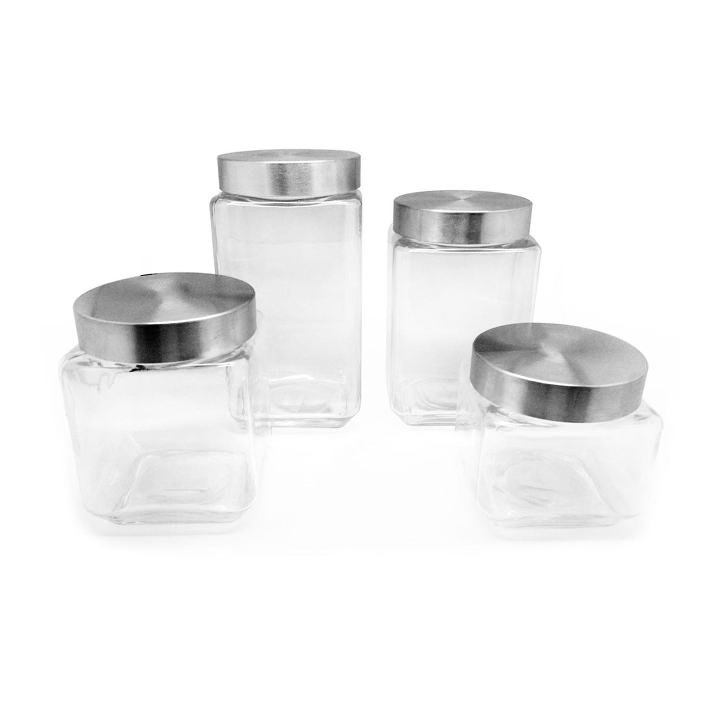 Set de 4 frascos de vidrio con tapa 2 L, 1.6 L, 1.2 L, 800 ml
