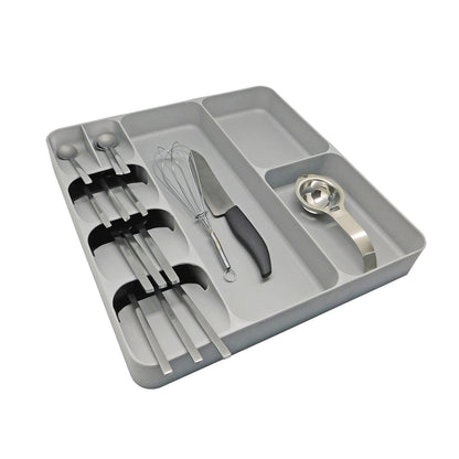 Organizador de cubiertos con 8 divisiones Gris