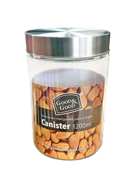 Recipiente redondo de vidrio con tapa 1.2 L