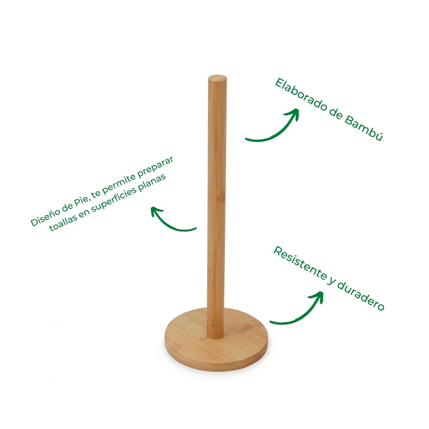 Porta Rollo Papel Dispensador Servitoallas Soporte Bambú