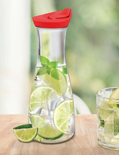 Jarra de Vidrio con tapa roja 900 ml