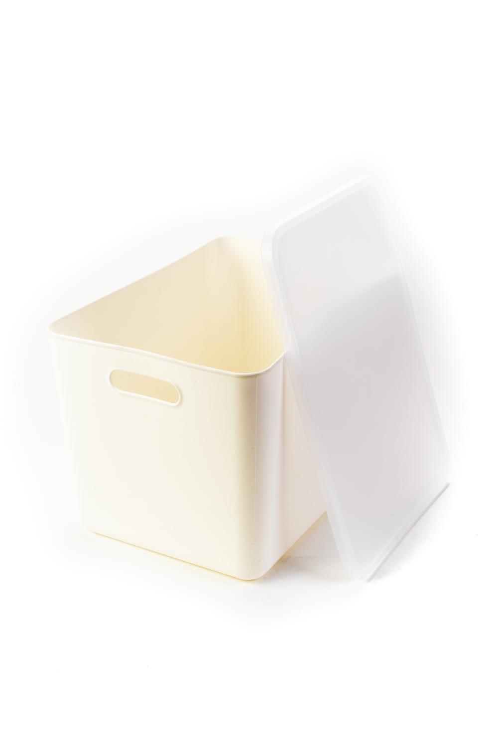 Caja de plástico grande con tapa con agarraderas laterales