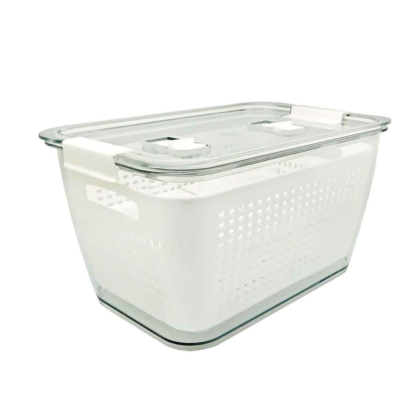 Recipiente transparente con canastilla doble en el interior y tapa