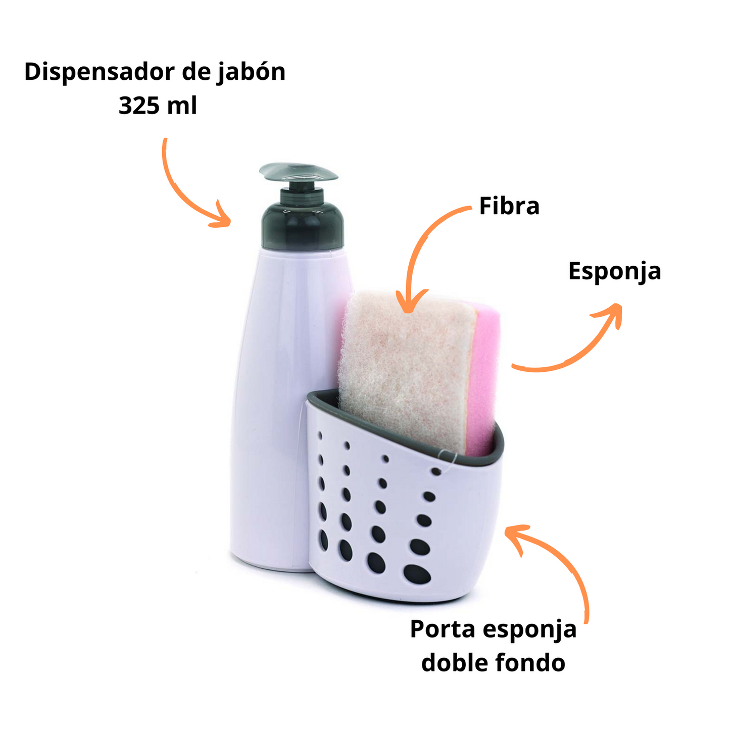 Dispensador de Jabón con Porta Esponja