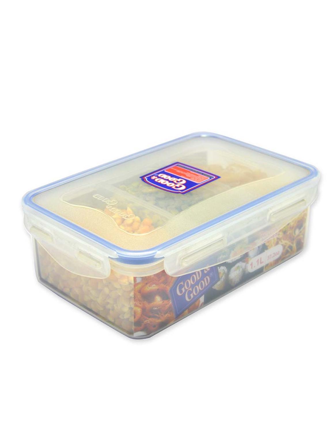Recipiente con 3 divisiones con tapa hermética 1.1 L