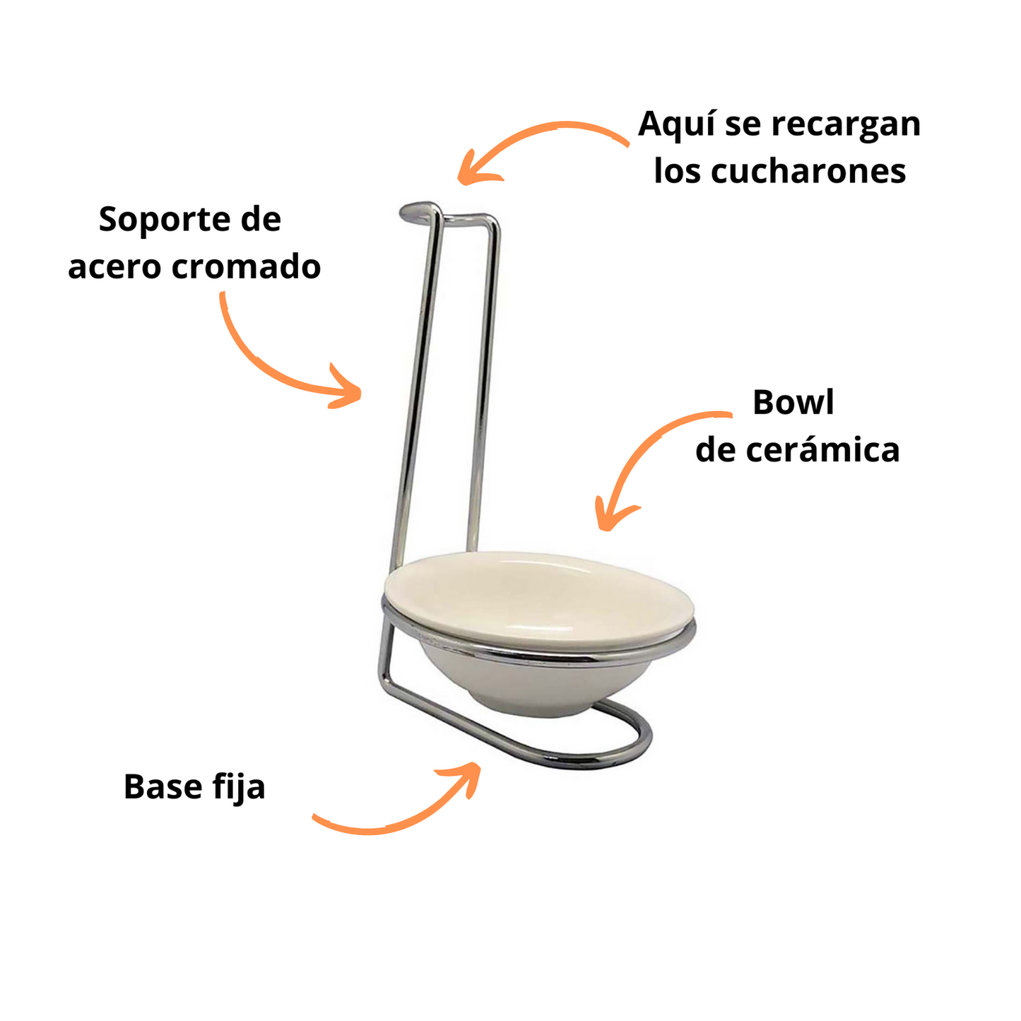 Soporte de metal con base de cerámica porta utensilios
