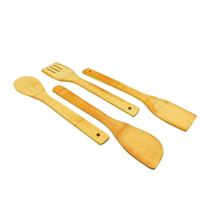 Set de 4 utensilios de bambú con base