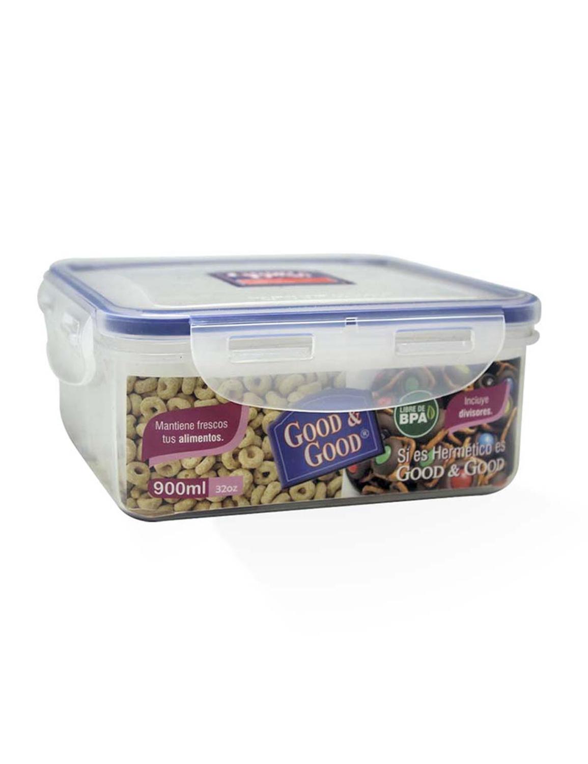 Recipiente 4 divisiones con tapa hermética 900 ml