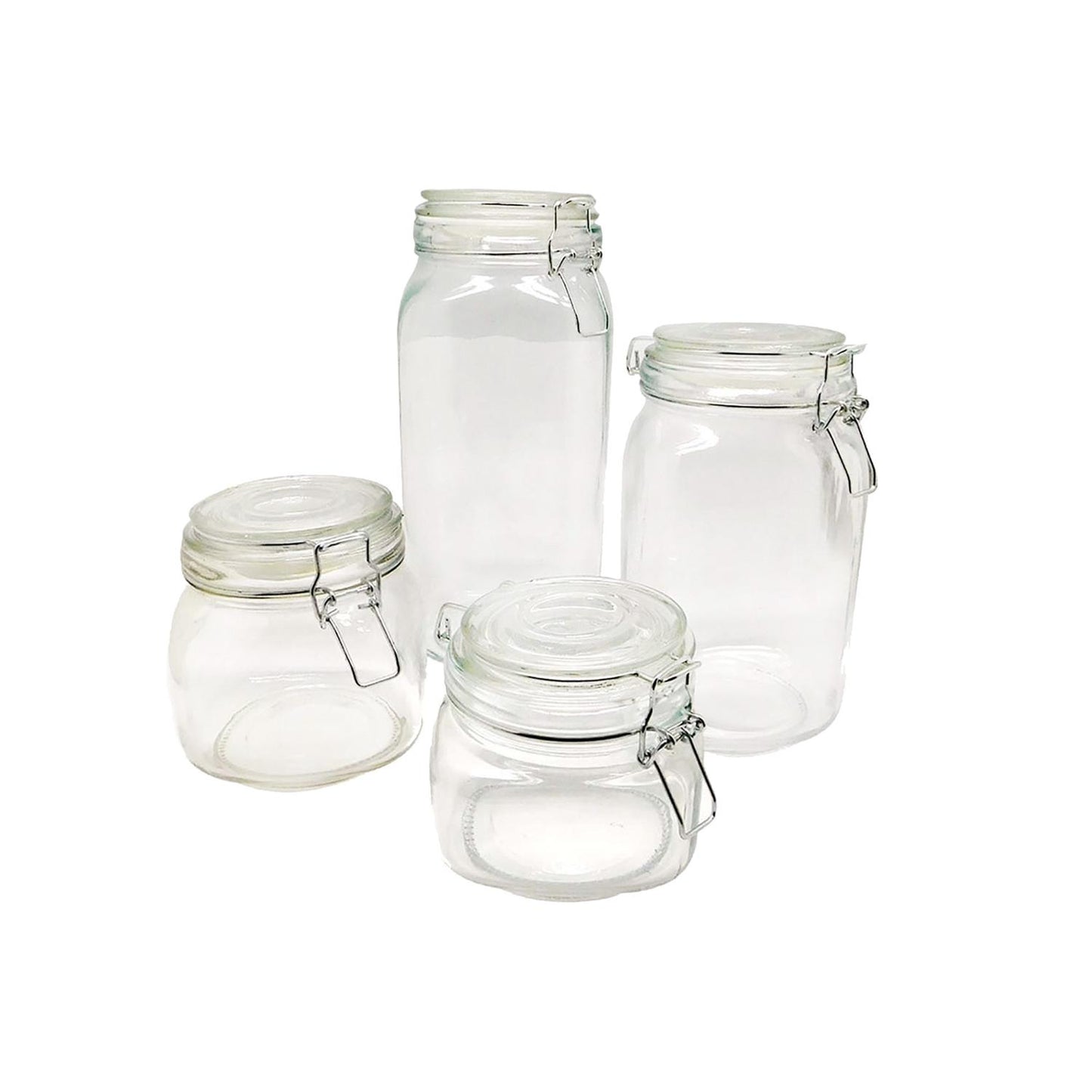 Set de 4 frascos de vidrio con tapa hermética de Clip