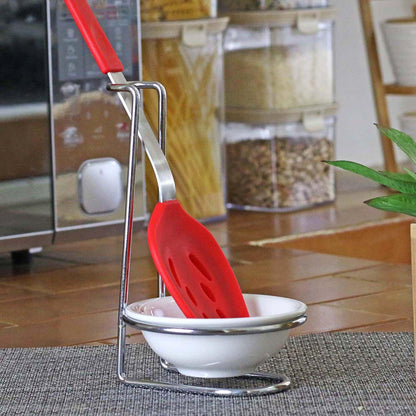 Soporte de metal con base de cerámica porta utensilios