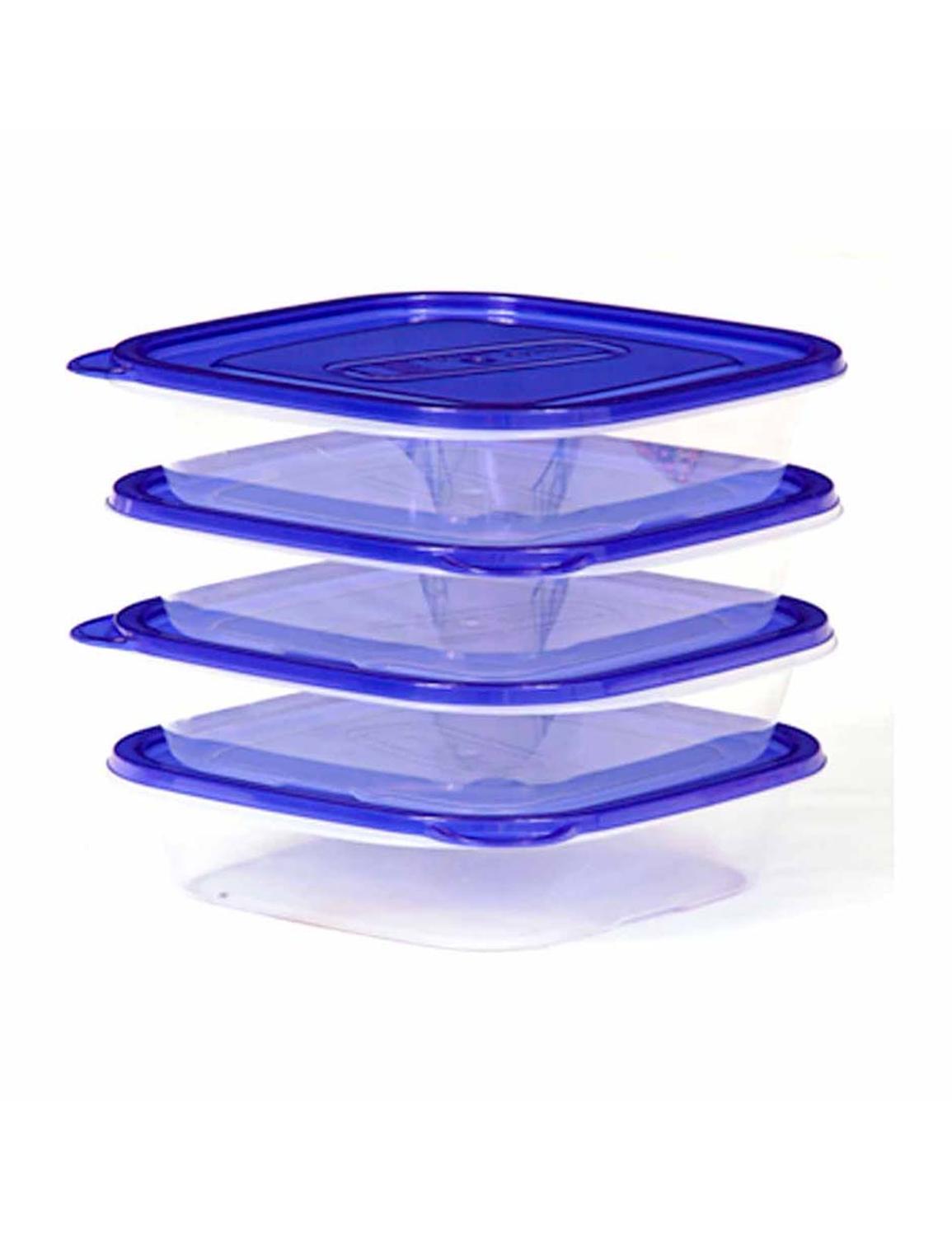 Set de 4 recipientes de plástico con tapa 850ml